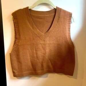 Cropped sleeveless sweater